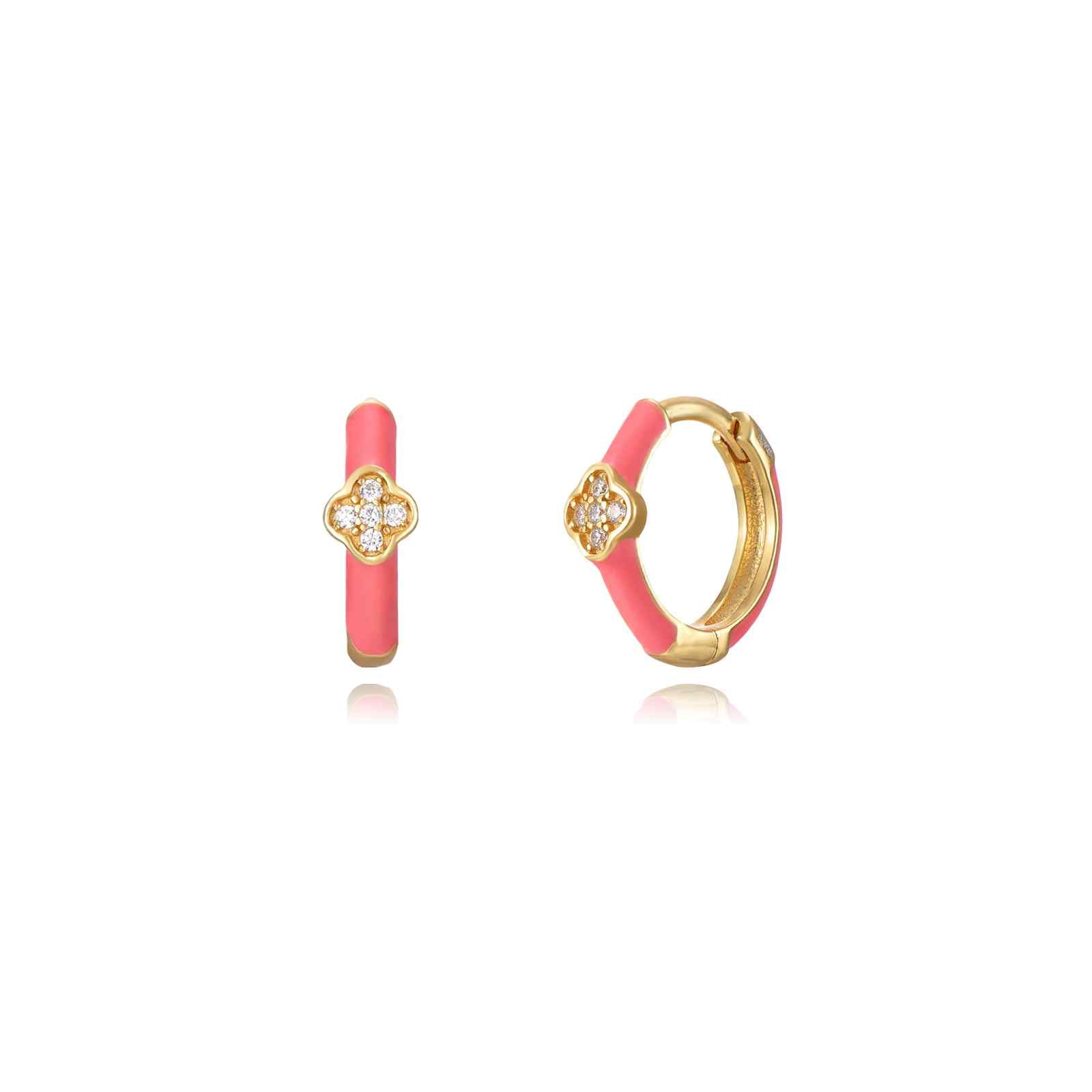 Pendientes enamel flowers coral