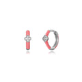 Pendientes enamel flowers coral silver