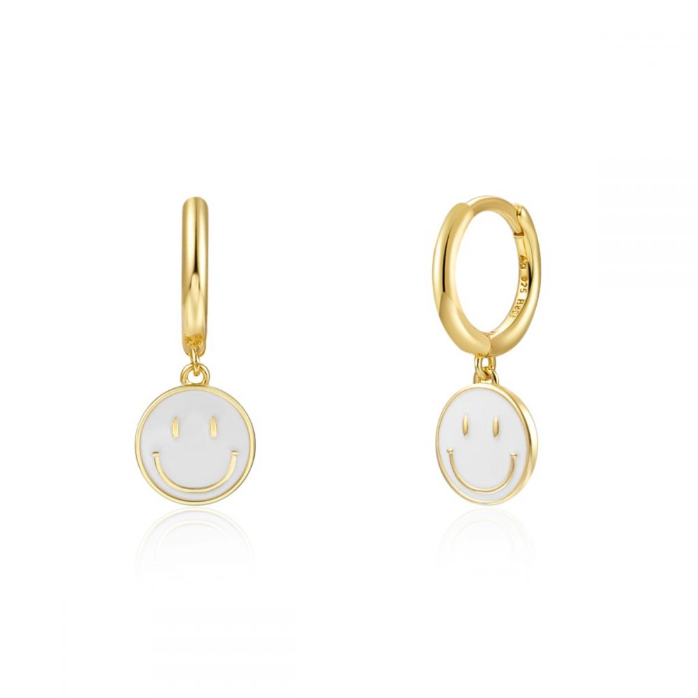 Pendientes Happy Face White