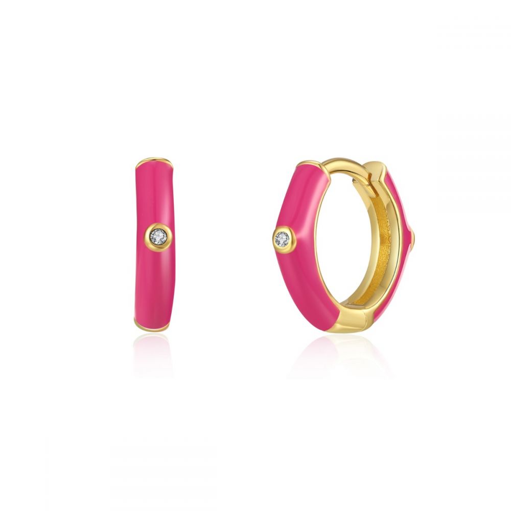 Aritos enamel rosa fucsia