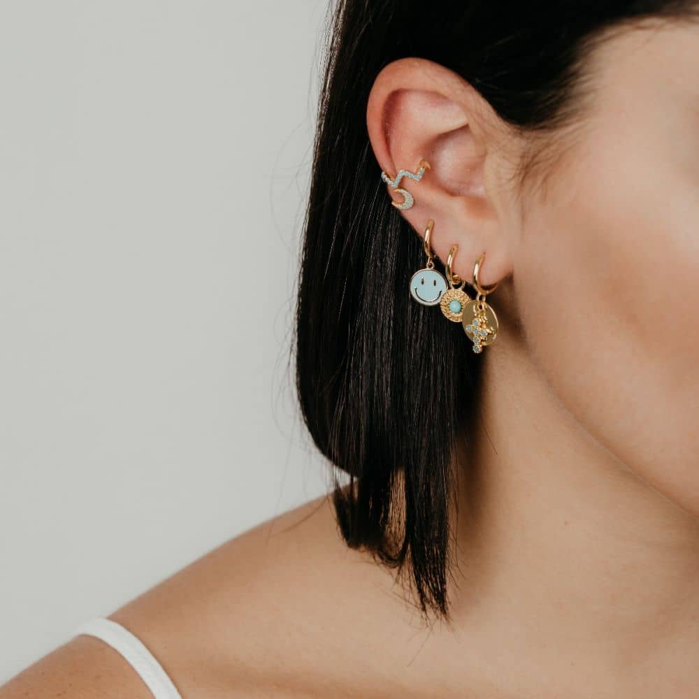 Pendientes Happy Face Black