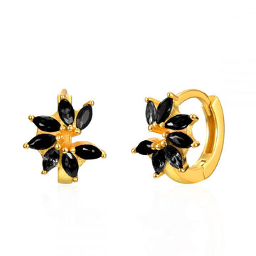 Black mini flower earrings