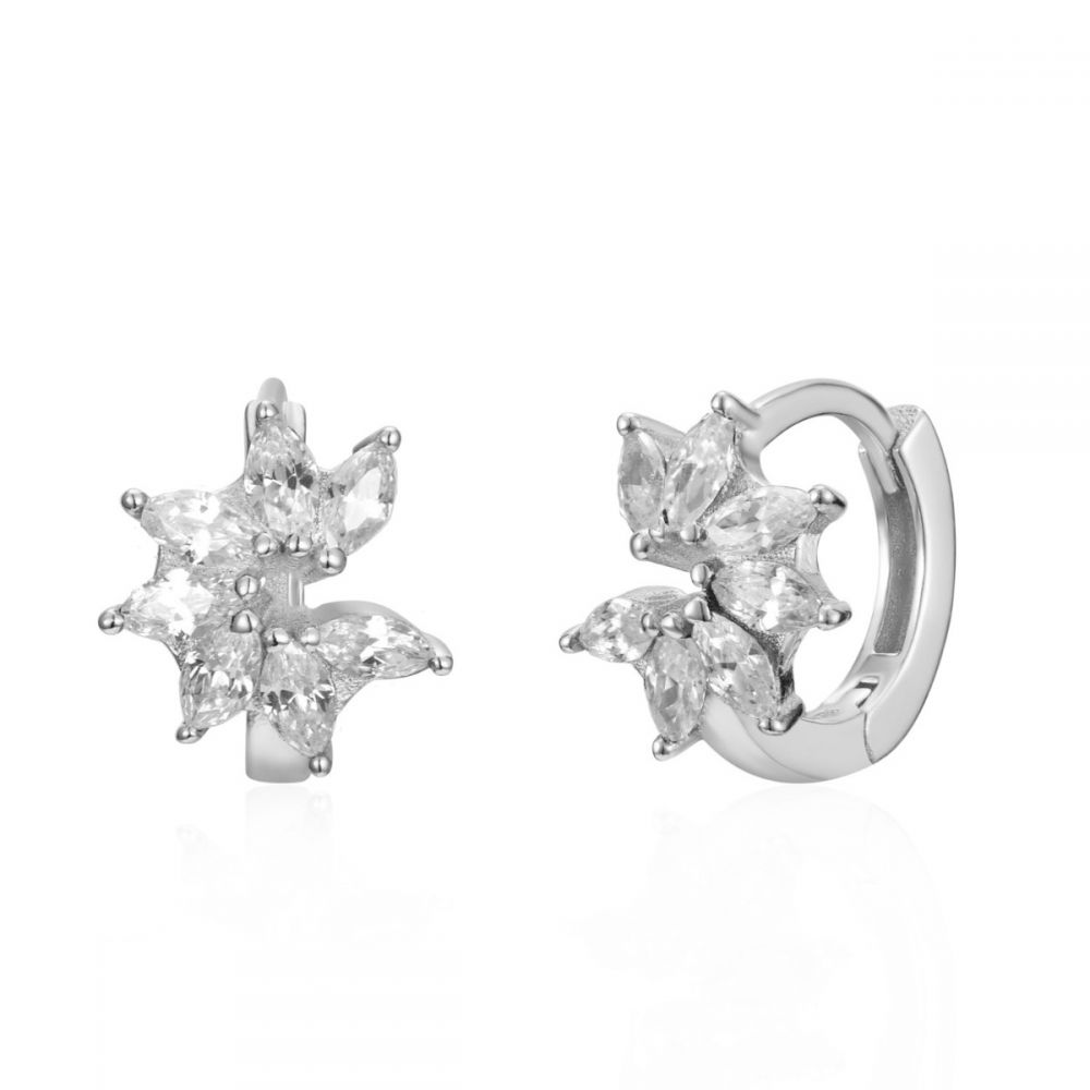 Pendientes mini flowers white silver