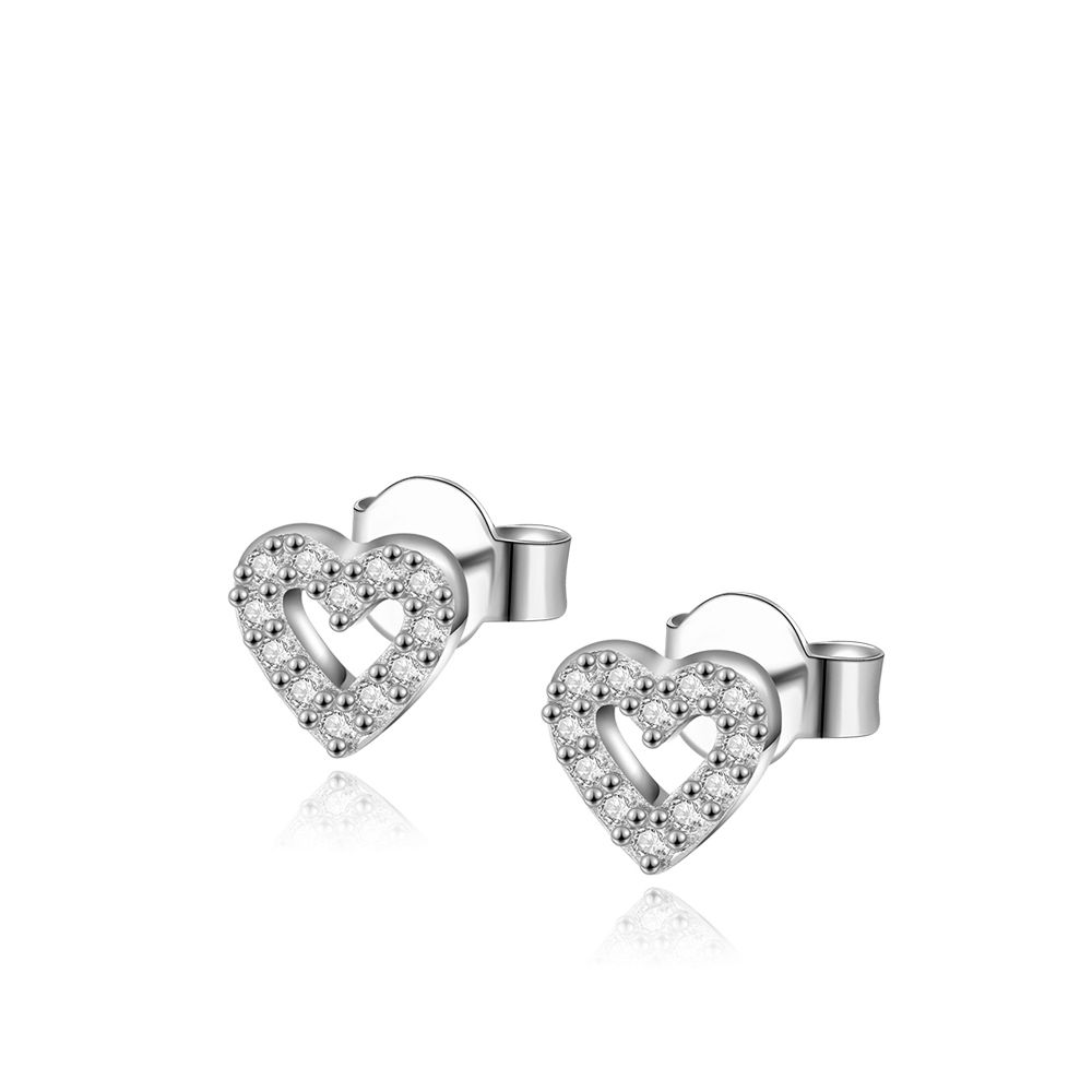 Pendientes mini hearts shine silver