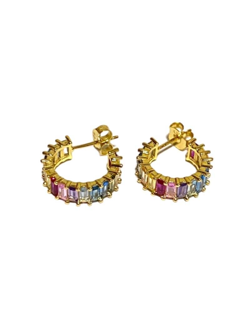 Pendientes mini hoops iris baguette