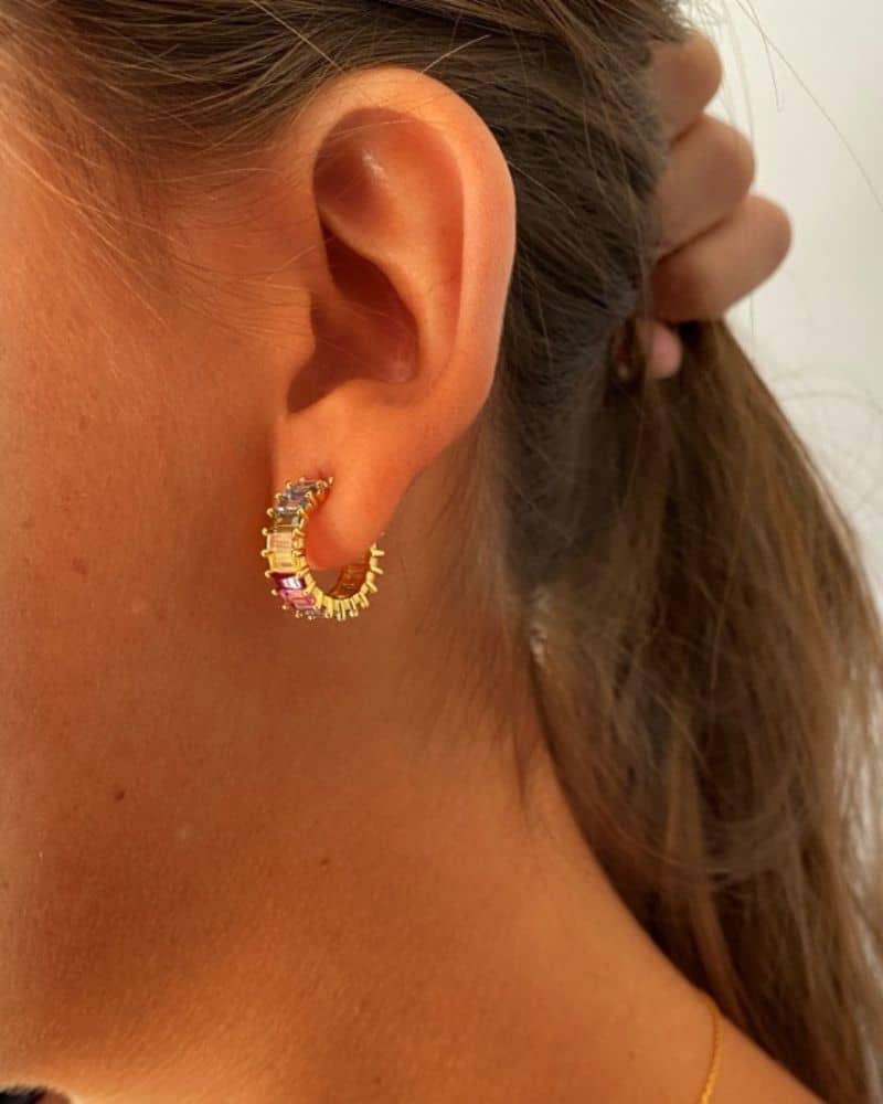 Pendientes mini hoops iris baguette