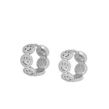 Multi Happy Face Silver Earrings