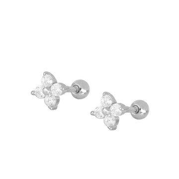 Piercing flower white Silver