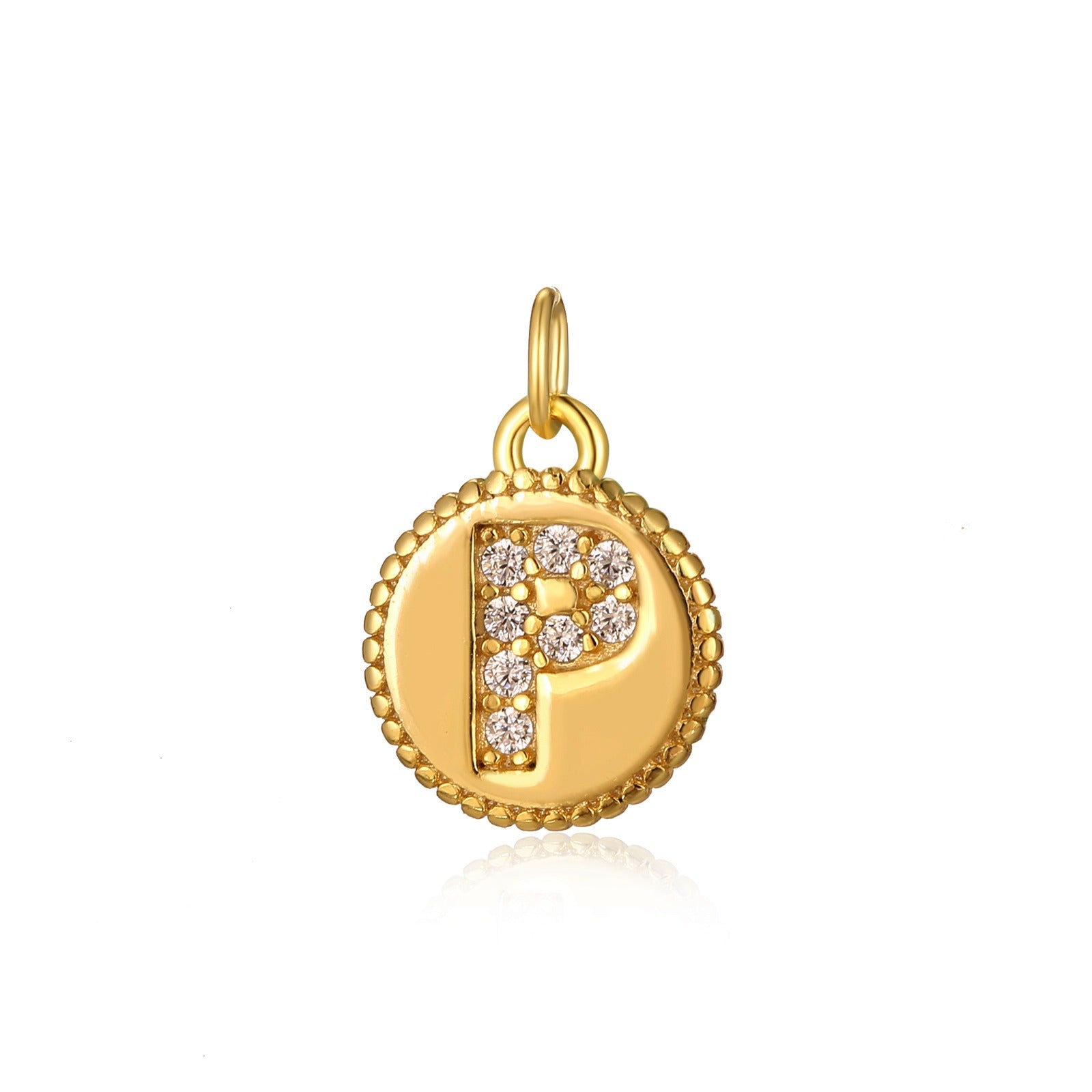 Charm inicial mini plaquita circonitas gold