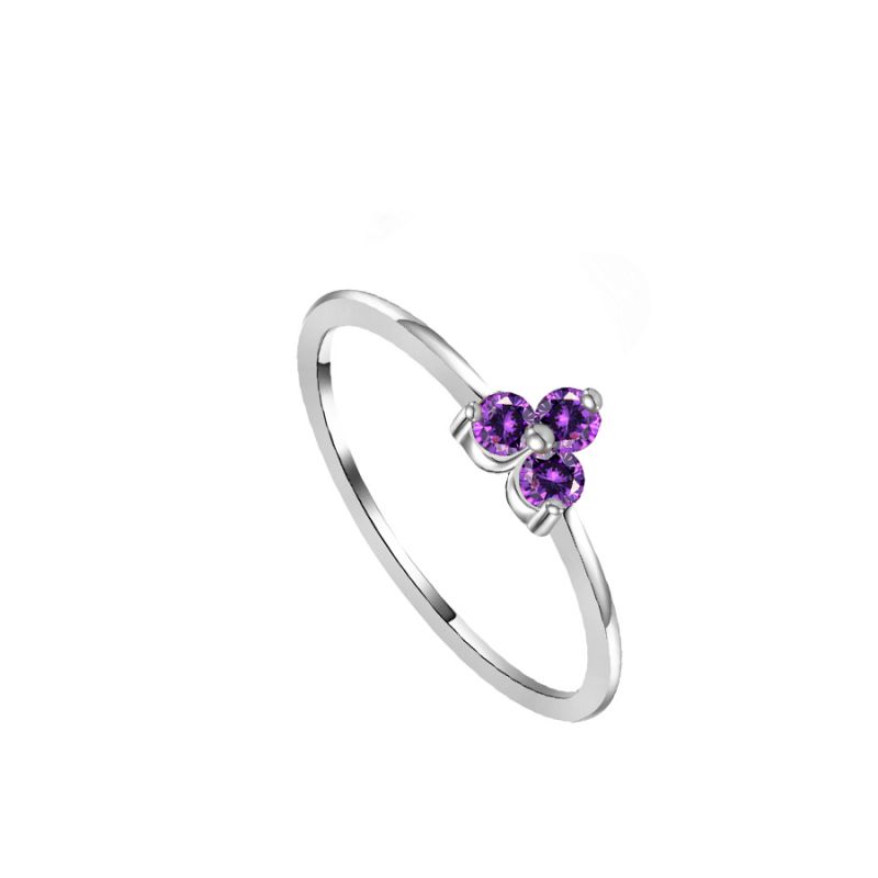 Flower Violet Silver Ring