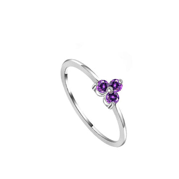 Anillo Flower Violet Silver