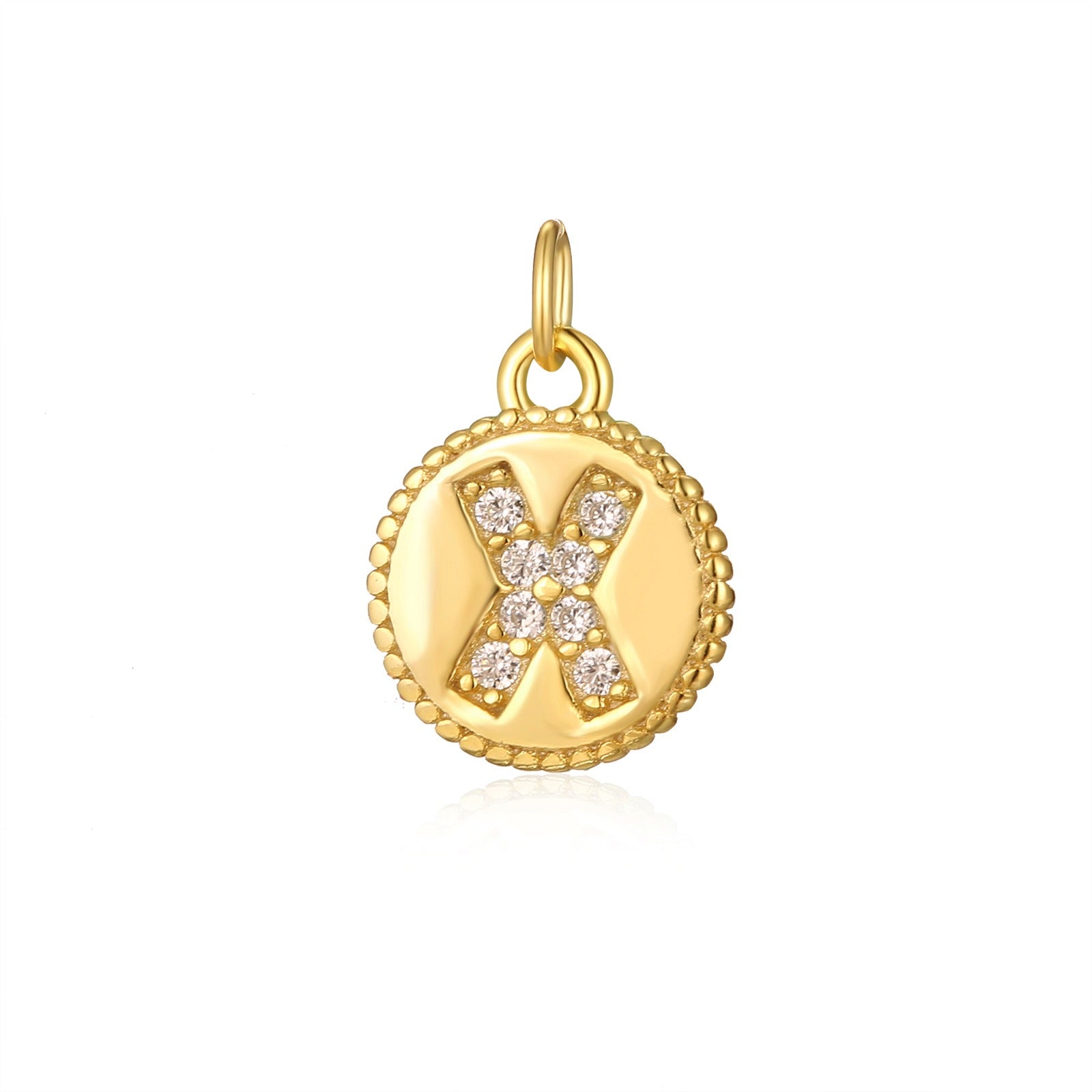 Charm inicial mini plaquita circonitas gold