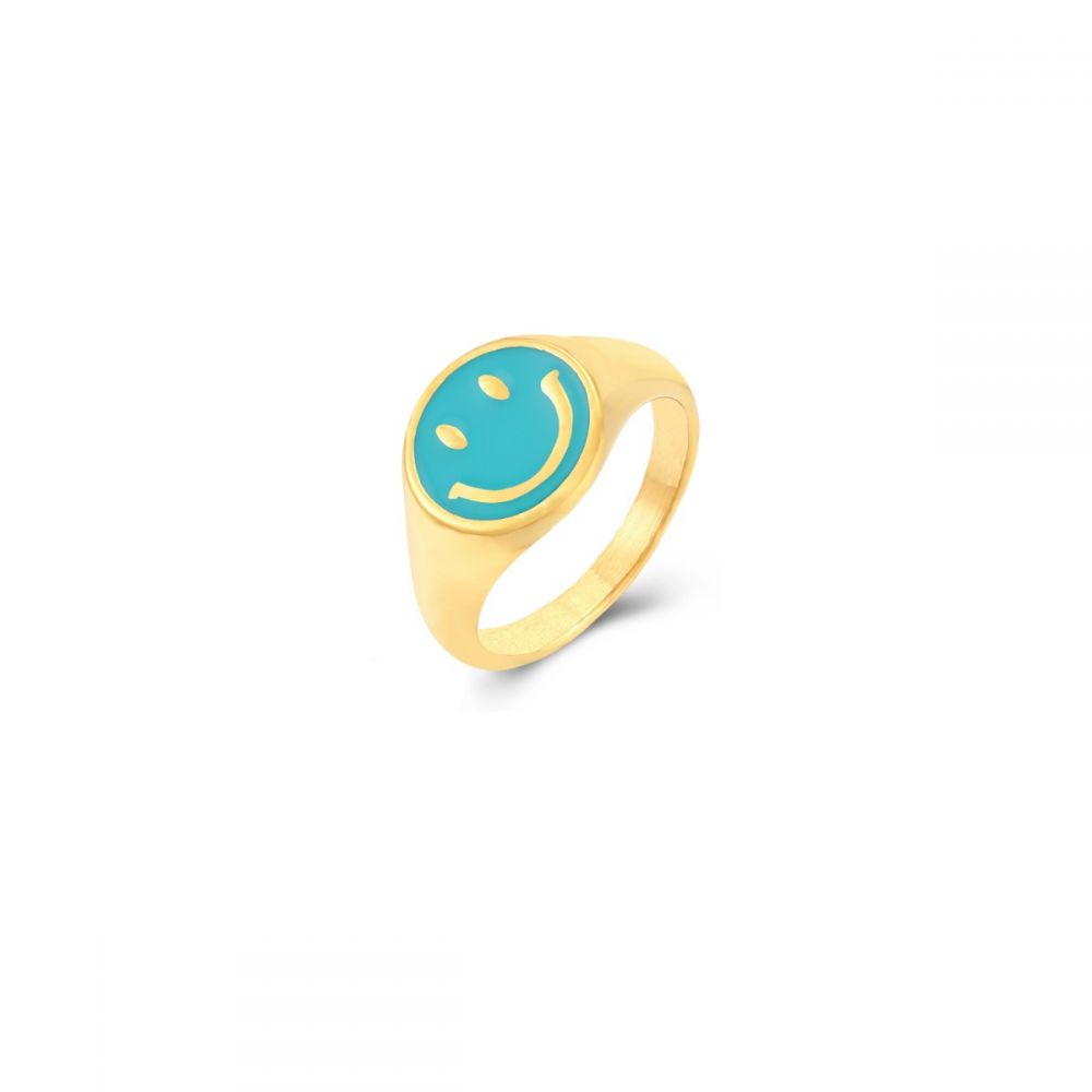 Anillo Happy Face Verde agua