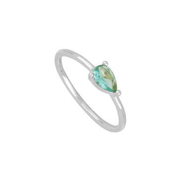 Green Tourmaline Silver Solitaire Ring