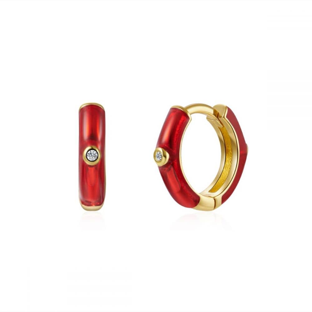 Aritos enamel rojo