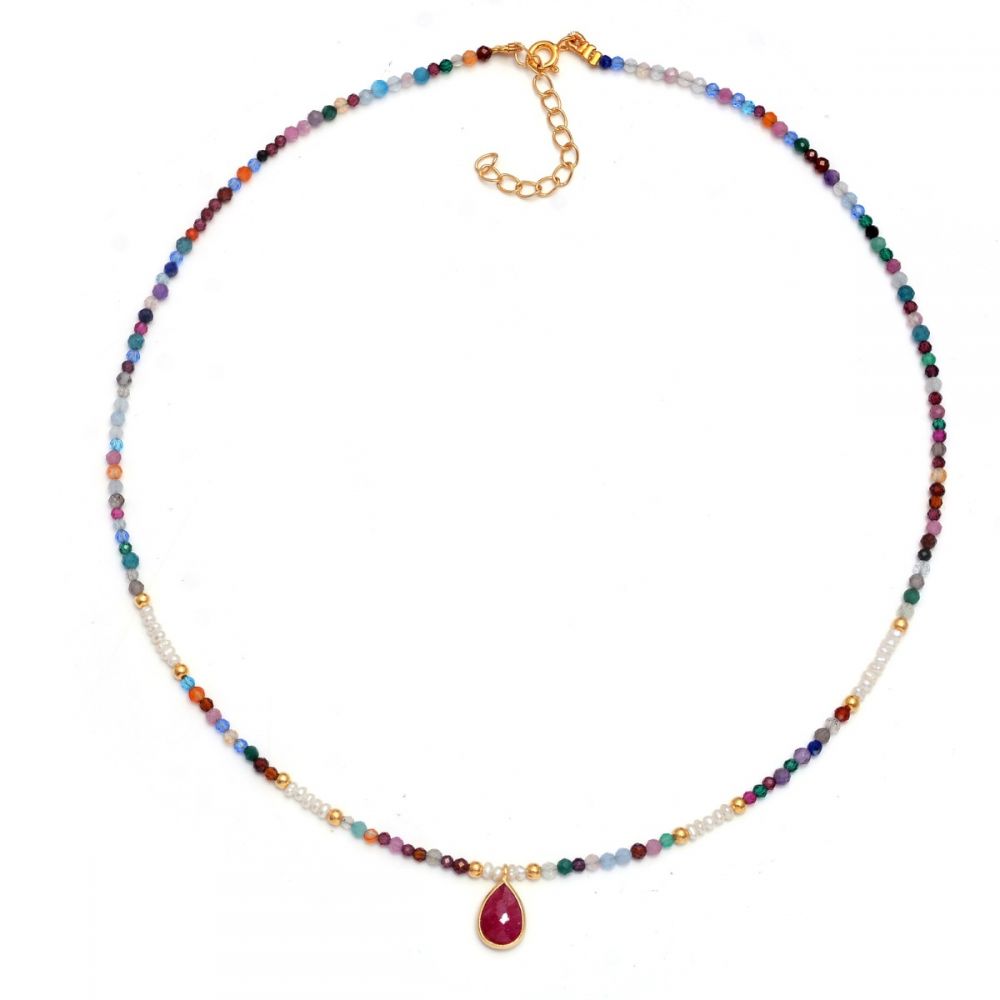 Chocker mineral multicolor Rubí