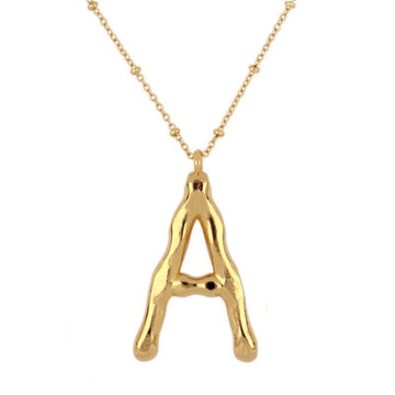 BIG INITIAL BRONZE GOLD NECKLACE