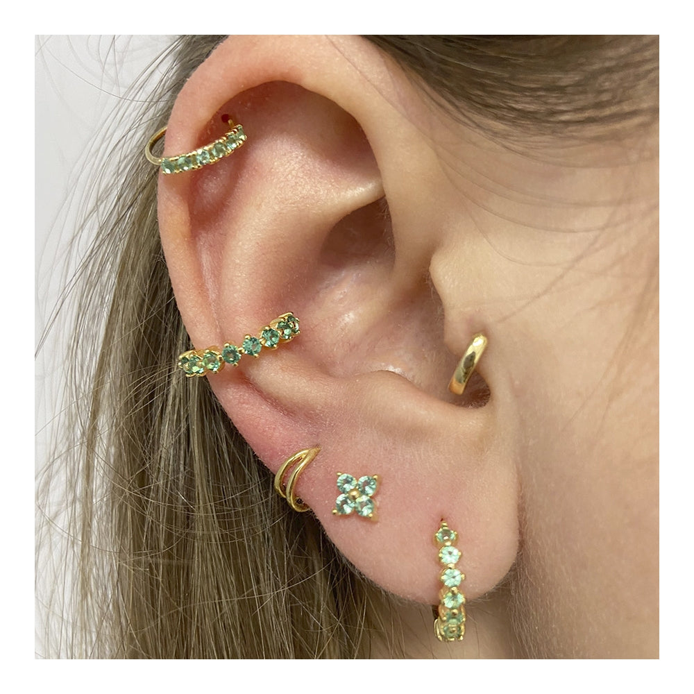 Earcuff shine verde turmalina silver