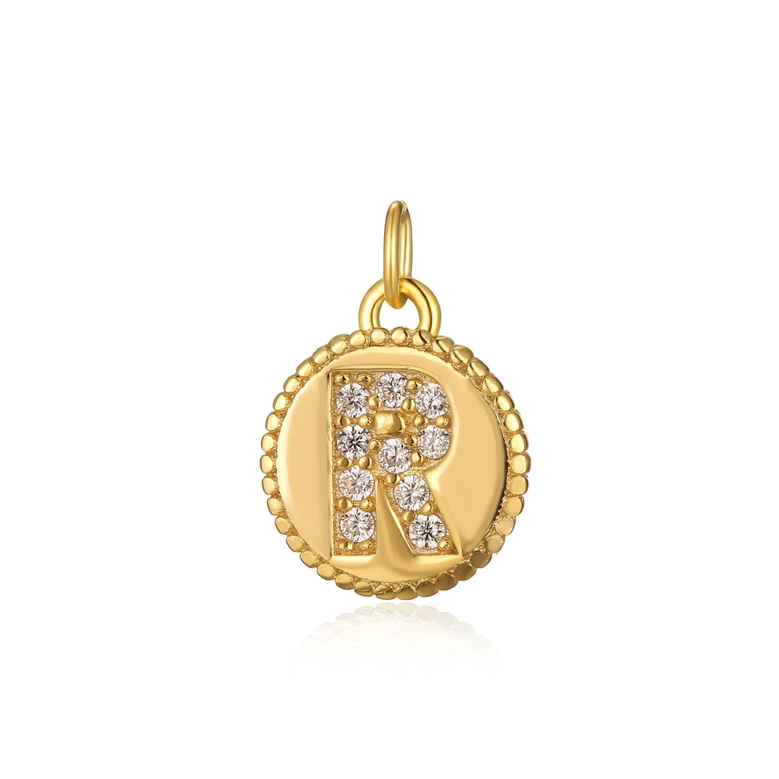Charm inicial mini plaquita circonitas gold