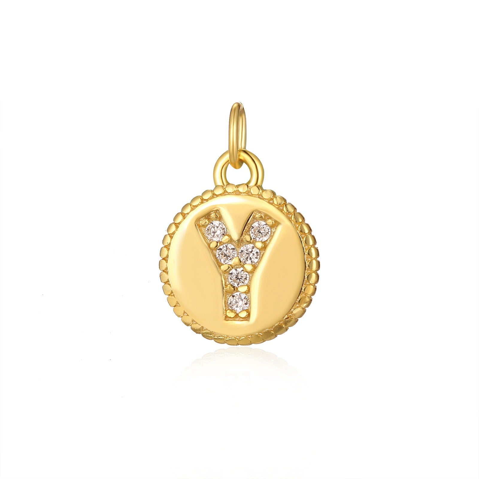 Charm inicial mini plaquita circonitas gold