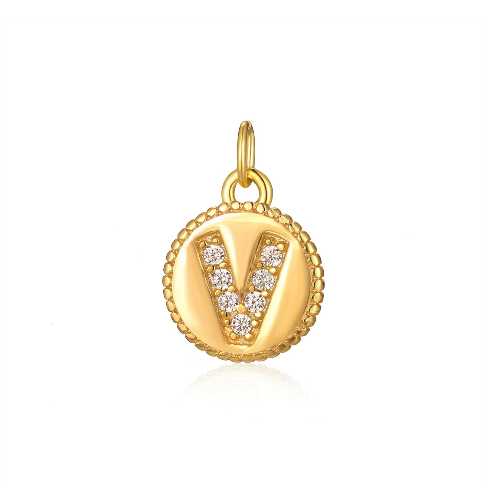 Charm inicial mini plaquita circonitas gold