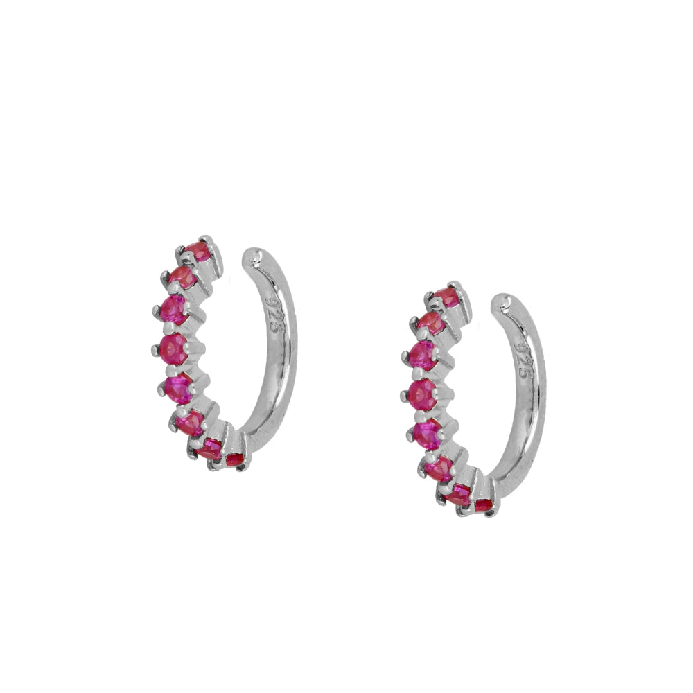 Earcuff shine Fucsia Silver