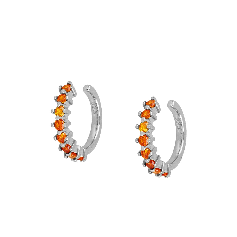 Earcuff shine Naranja Silver