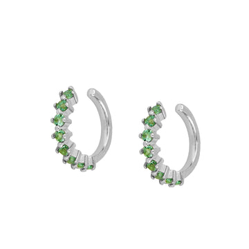 Earcuff shine verde turmalina silver