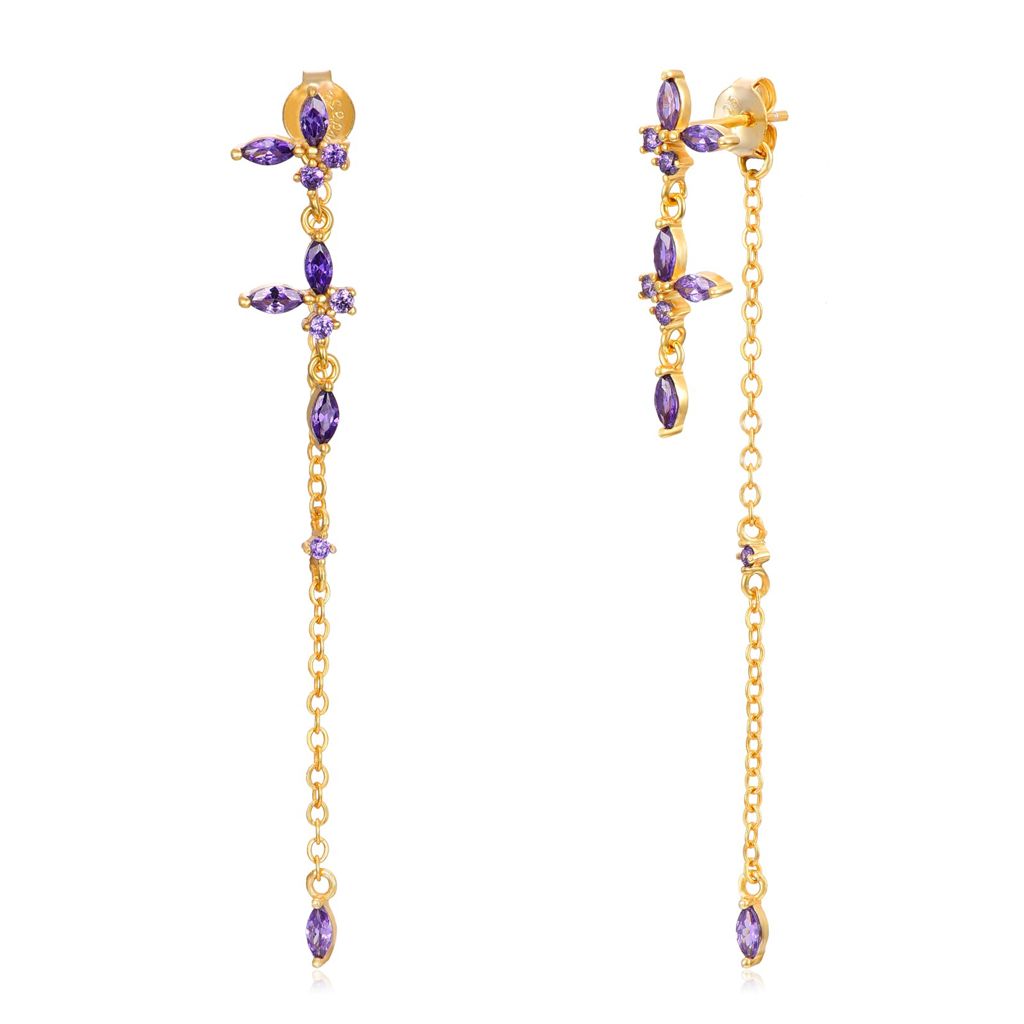 Pendientes long spring Amatista