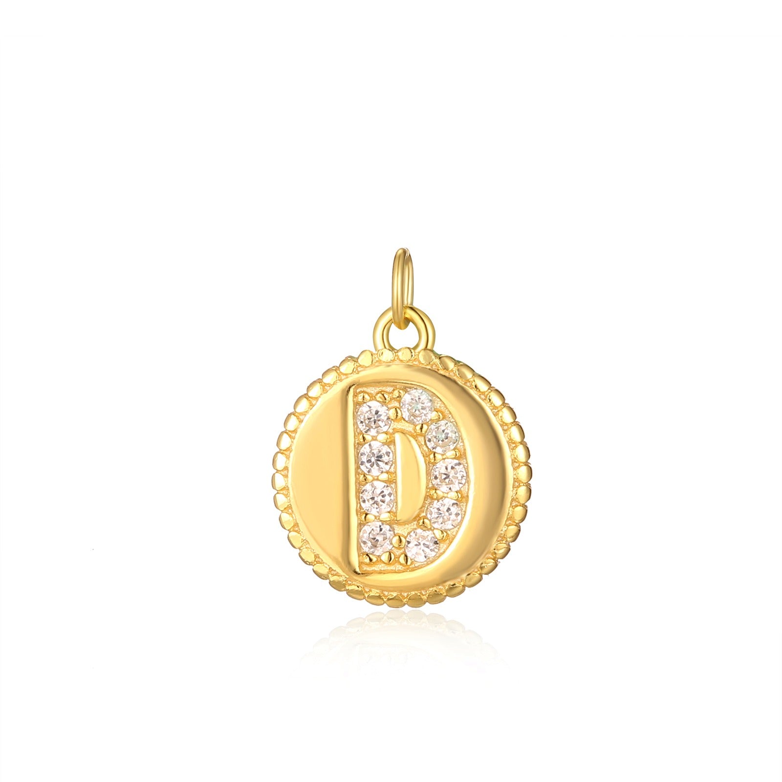 Charm inicial mini plaquita circonitas gold