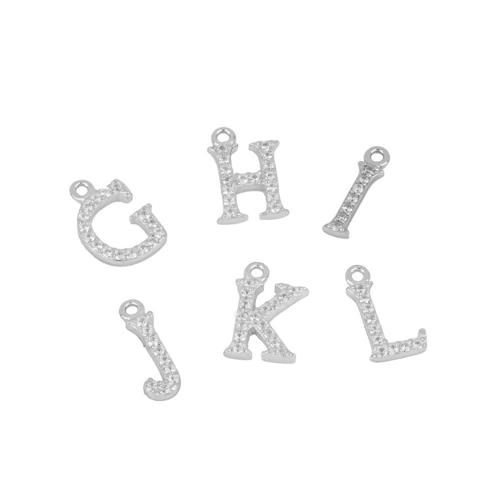 Charm inicial circonitas silver