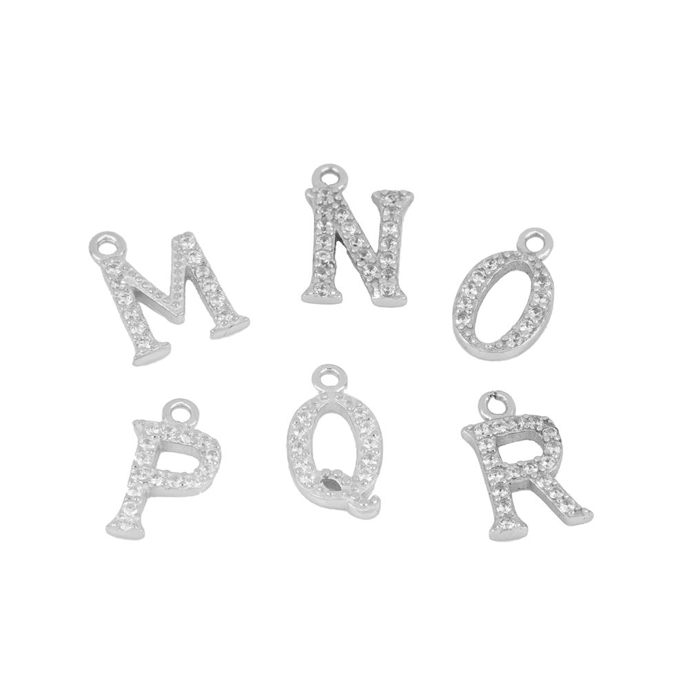 Charm inicial circonitas silver