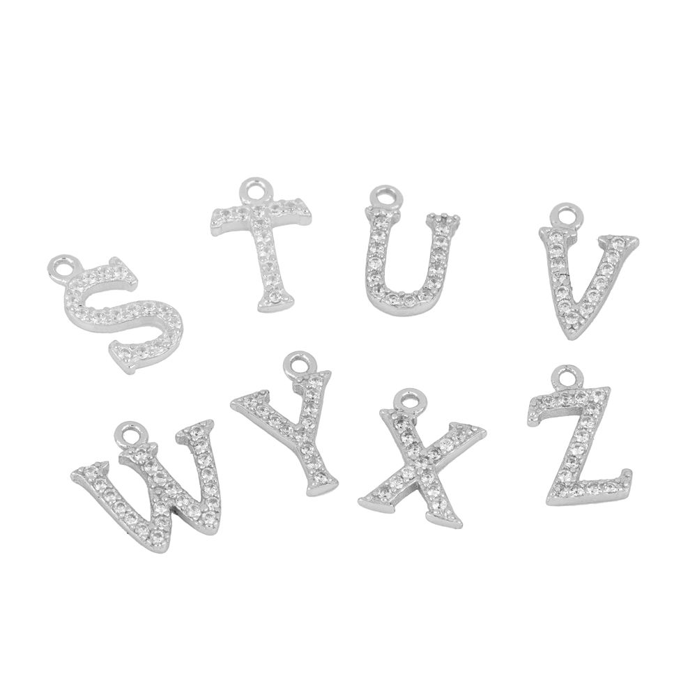 Charm inicial circonitas silver