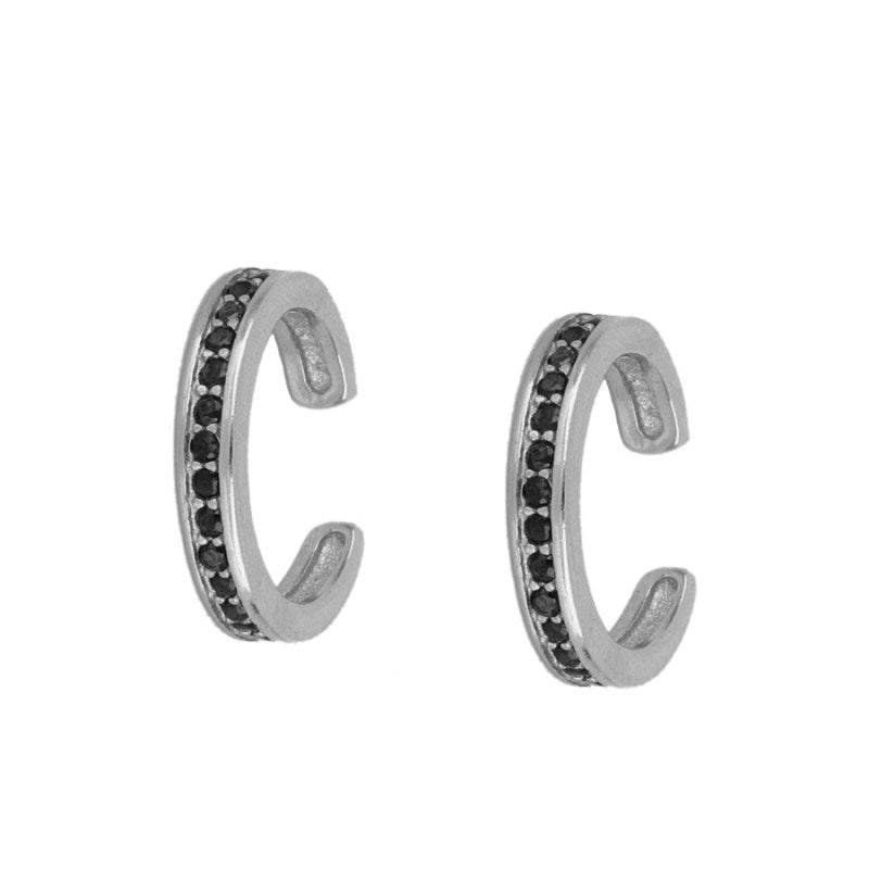 EARCUFF BLACK CIRCONITA SILVER