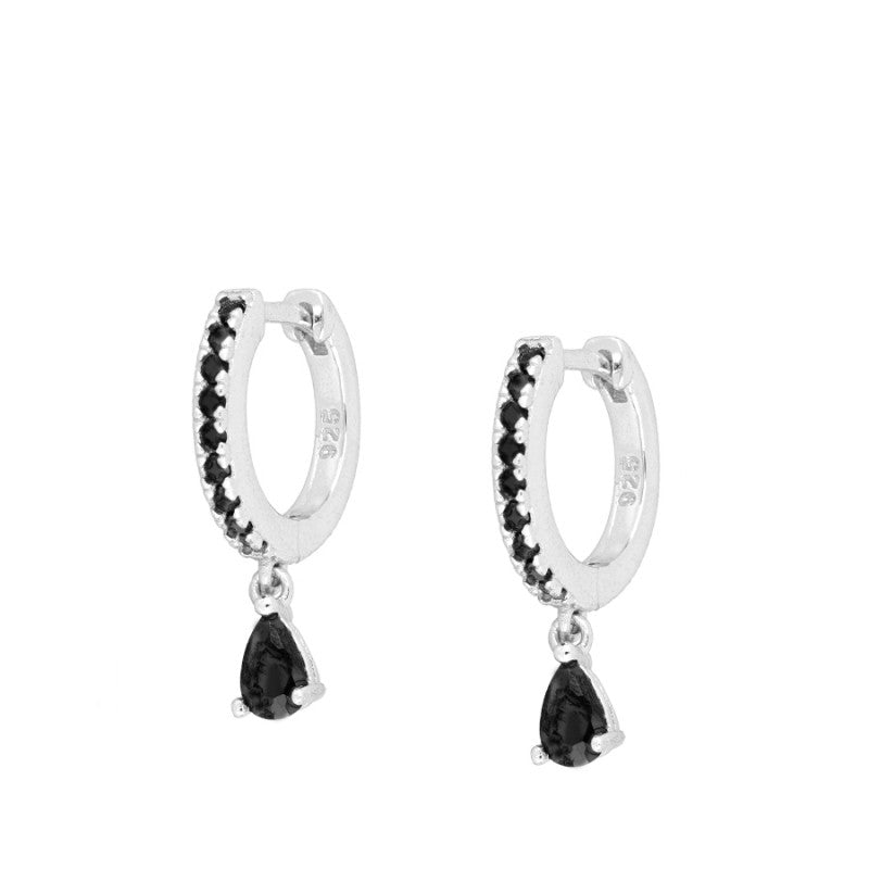PENDIENTES CLEO BLACK SILVER