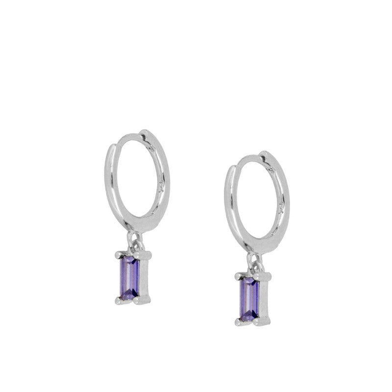 PENDIENTES SIENA MINI HOOPS VIOLET SILVER