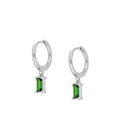 SIENA MINI HOOPS GREEN SILVER EARRINGS
