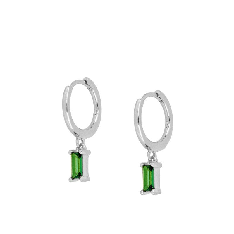 PENDIENTES SIENA MINI HOOPS GREEN SILVER