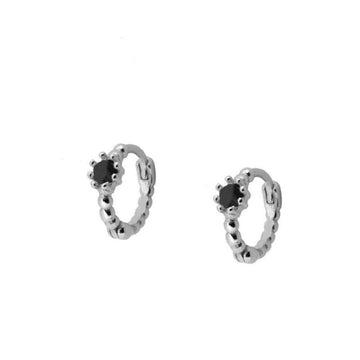 Mini ball earrings Black Silver