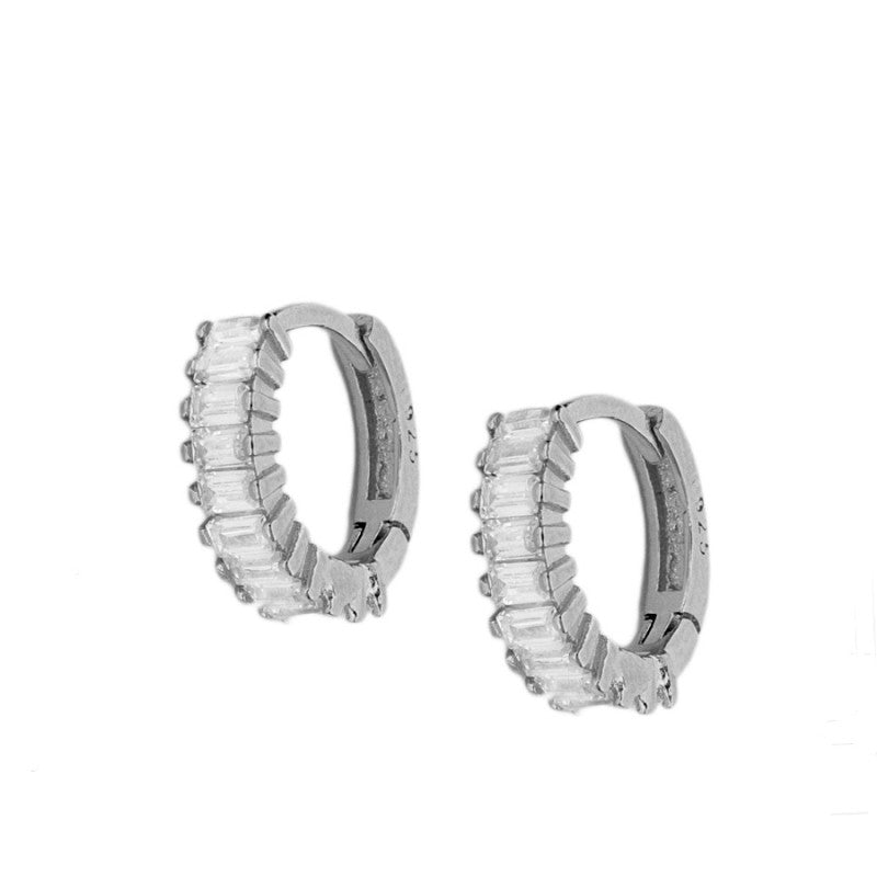  WHITE MINI HOOP SILVER EARRINGS