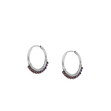 Mini hoops earrings Amethyst Silver