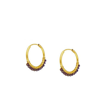 Amethyst mini hoops earrings