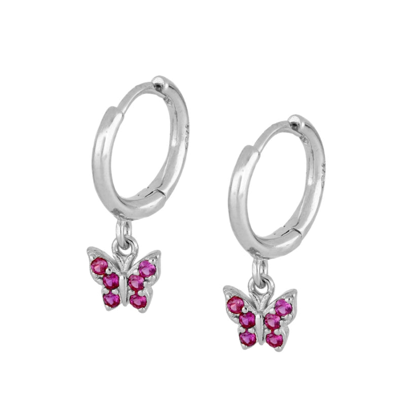 Pendientes mini Butterfly Pink Silver
