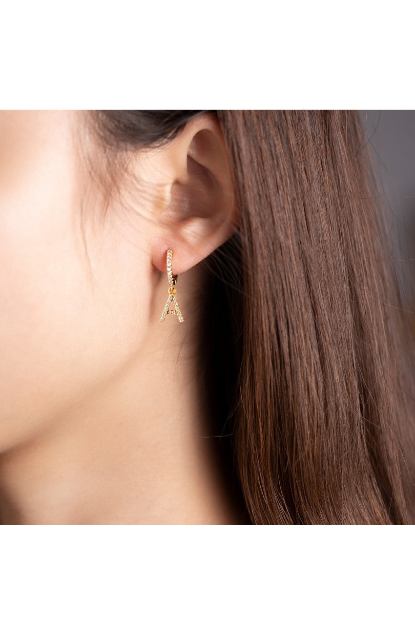 ZIRCONIA INITIAL EARRINGS