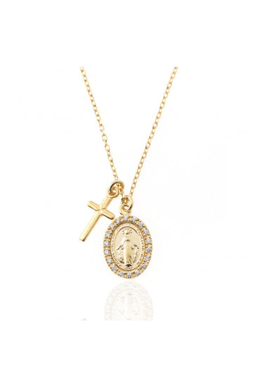 OUR LADY OF THE MIRACULOUS ZIRCONIA NECKLACE