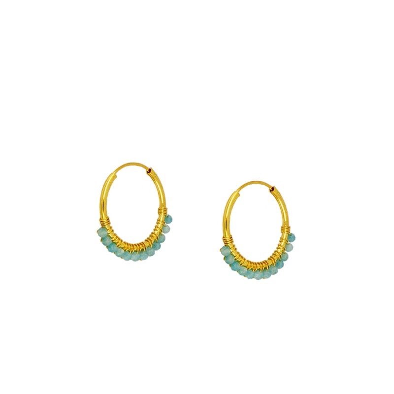 Pendientes mini hoops Amazonita