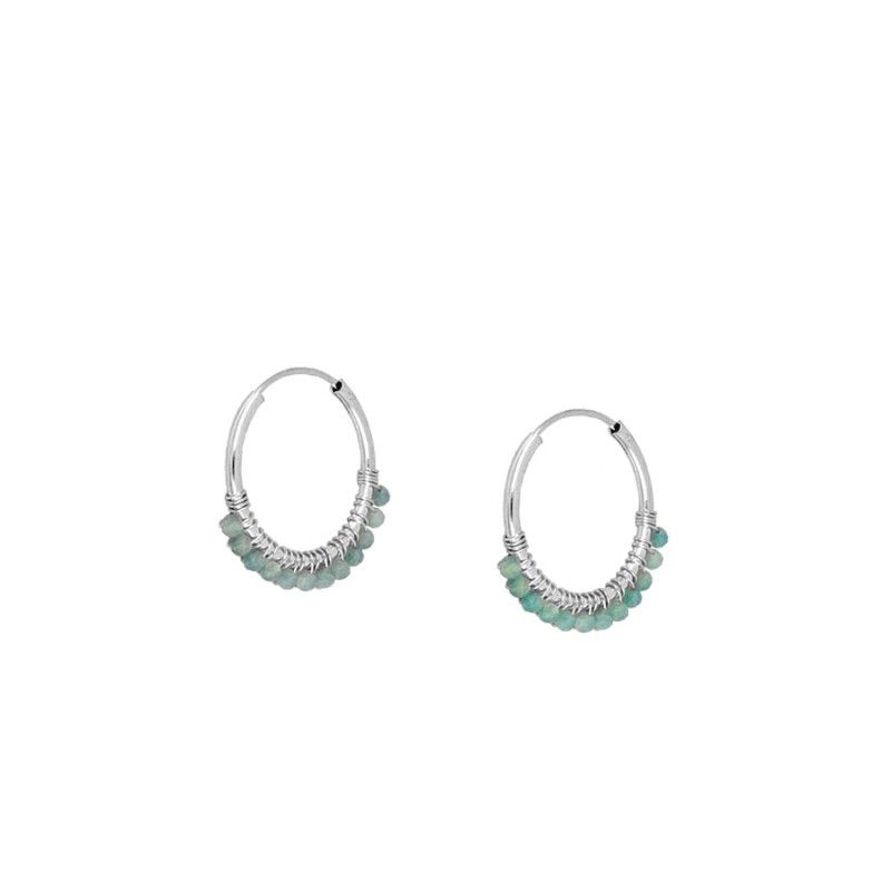 Pendientes mini hoops Amazonita Silver