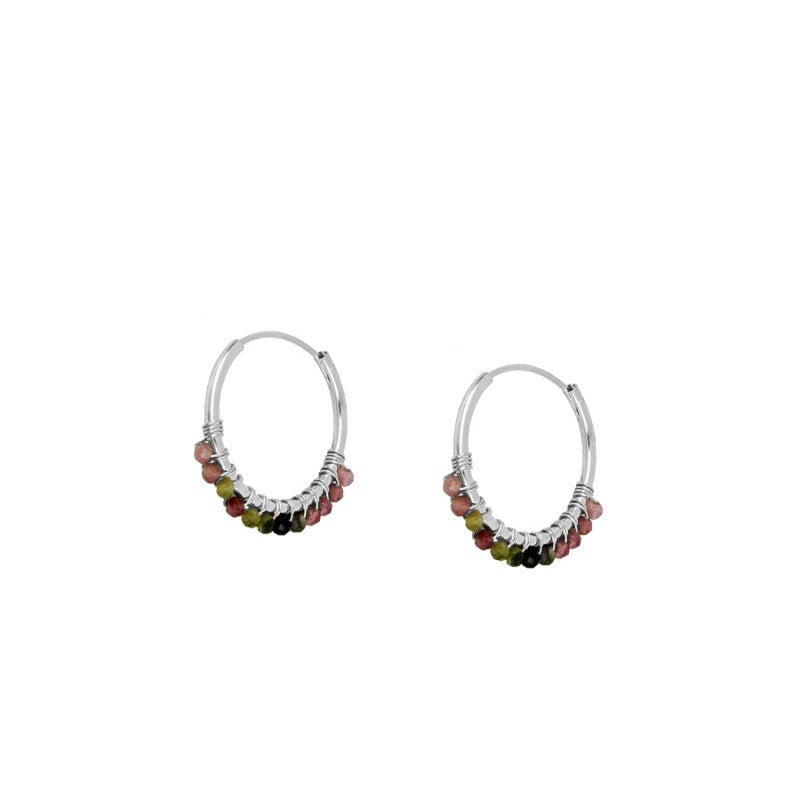 Pendientes mini hoops turmalina Silver