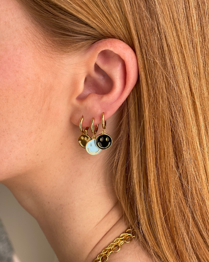 Pendientes Happy Face Black