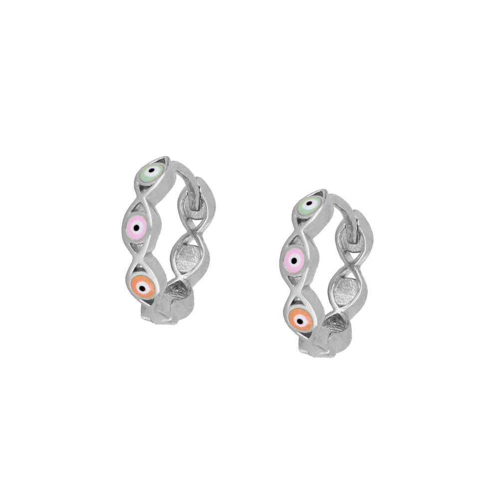 Multi Eyes Silver Earrings